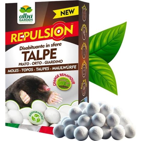 Disabituante Talpe Repellente in Sfere di Cellulosa Barriera Vegetale Olfattiva Anti Talpe Allonta le Talpe da Orto Giardino x 100 g