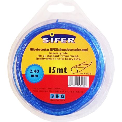 Decespugliatore Sifer Filo Blu Silencio Helico 2,4mm x 15m M48222050