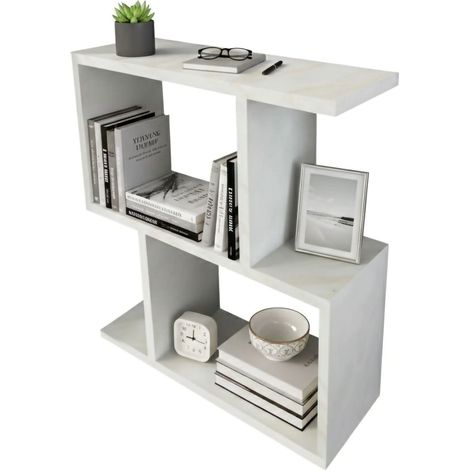 Dmora - Wohnzimmertisch Dpezzell, Niedriger Wohnzimmertisch, Kaffeeregal, Couchtisch für Sofa, 50x18h55 cm, Weiß