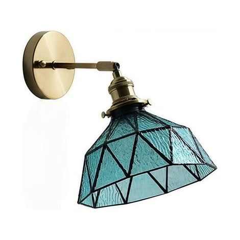 Blue crystal style brass wall sconce for bedroom, bedside lamp, bathroom, dressing room, mirror background, creative glass wall lamp, warm light (1/3)