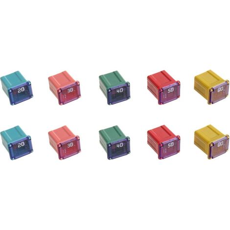 Confezione da 12 fusibili quadrati per autoveicoli da 12V a 24V (20A, 25A, 30A, 40A, 50A e 60A, 2 per ogni valore) (1/4)