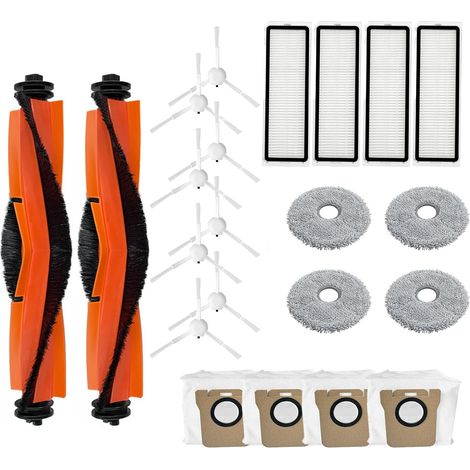 Kit di accessori per aspirapolvere compatibile con i modelli Xiaomi X20+ e X10+, ricambi per robot aspirapolvere e lavapavimenti (2 spazzole principali + 8 spazzole laterali + 4 filtri + 4 panni per l (1/4)