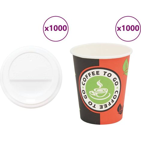 Pappbecher mit Deckeln 1000 Stk. 8oz 240ml