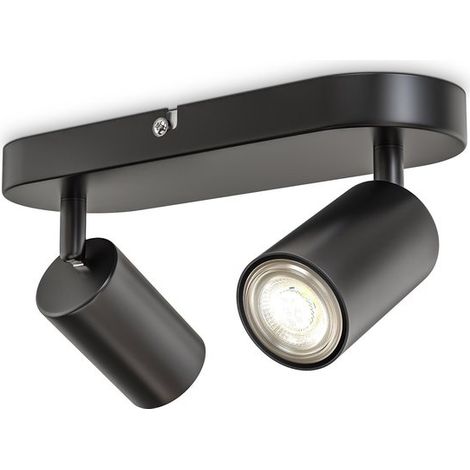 BKLICHT - Spot en saillie - Spot de plafond à 2 points lumineux - Barre orientable - Culot GU10 - Noir - Métal (1/5)