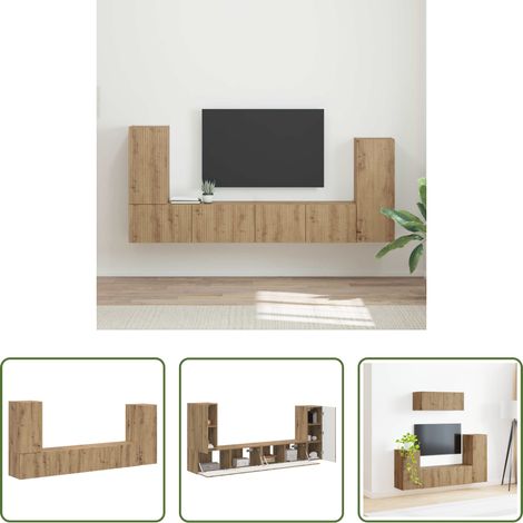 vidaXL Wandregal - TV-Schrankset 4 pcs Artisan-Eiche Holzwerkstoff (1/5)