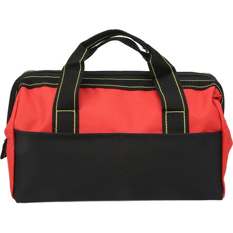 Sac à outils de 33 cm (13 pouces) en tissu Oxford, multifonctionnel, imperméable, à large ouverture, pour la maison et l'atelier, rouge. (1/5)