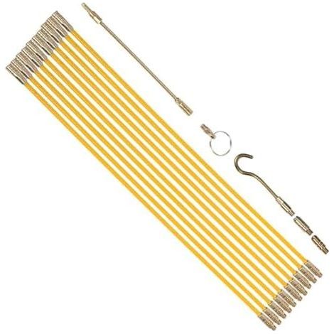Glasfaserseil – flexibel, massive Messingverbinder, elektrische Einziehhilfen, 4-zinkiger Haken für Rohre, Wandverkabelung, Kabelinstallation, 45 cm (1/5)