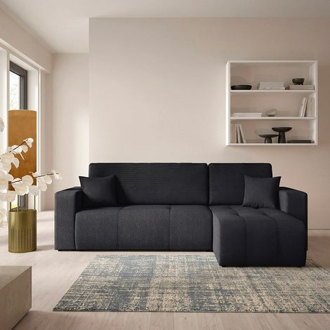 Wendbares 3-Sitzer Ecksofa mit Schlaffunktion und Stauraum Vasco Schwarz (1/5)