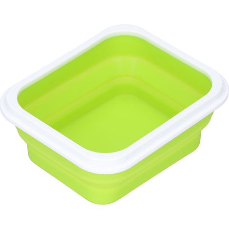 Boîte à lunch isotherme en silicone, portable, avec fourchette et cuillère intégrées, idéale pour le bureau et l'école. Couleur : vert fruit. Contenance : 600 ml. (1/5)