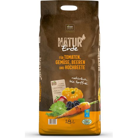 PATZER NATUR Erde BIO für Tomaten Gemüse Beeren & Hochbeete torffrei - 18 Liter
