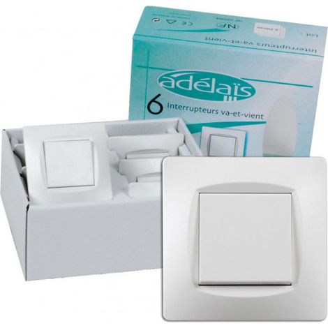 Lot de 6 interrupteurs va et vient monobloc à vis – Mode de pose sur boîte d'encastrement – 16 AX 250V – Plaque finition 80x80cm – Bricolage Direct (1/2)