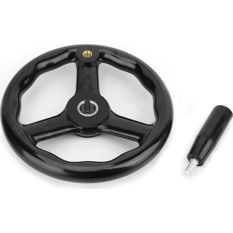 Volant en Bakélite Antidérapant Noir 200 X 18 Mm, Volant de Tour à 3 Rayons, Volant de 10 Mm, Manivelle de Tour à 3 Rayons avec Poignée pour Machine-outil (1/5)