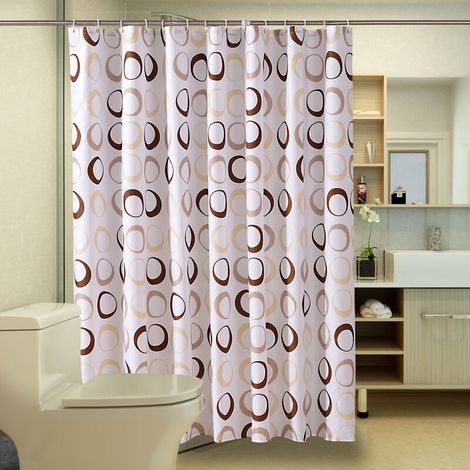 Cortina de ducha (180 x 200 cm) con 12 ganchos, secado rápido (marrón), tejido de poliéster impermeable, lavable a máquina, cortinas de baño