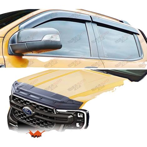 Deflector de ventana, protector de capó, compatible con varios modelos de Ford Ranger, un juego (1/2)