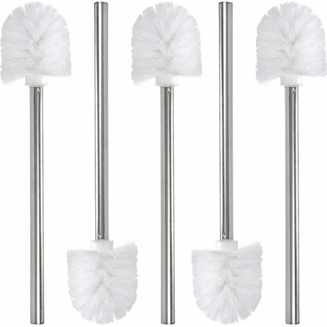 Piece Replacement Toilet Brush Set, Bathroom Cleaning Brush Head, Stainless Steel Handle and Plastic Head, White, 37.5cm (1/5)