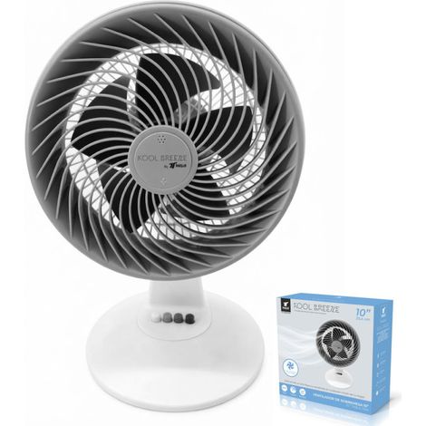 Ventilatore da tavolo bianco da 25 cm (10"), 85W Ventilatore da tavolo da 25 cm 3 velocità 5 pale Oscillazione a 90° (1/5)