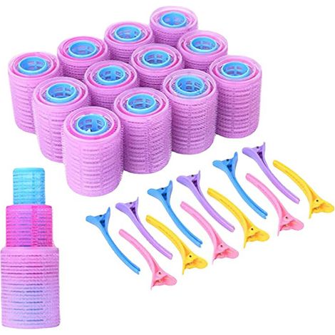 36Pcs Biguudis Auto-agrippants Lot Moyens Petits Grands avec 12 Pinces Plastique pour Boucler Cheveux Maison Salon (1/5)