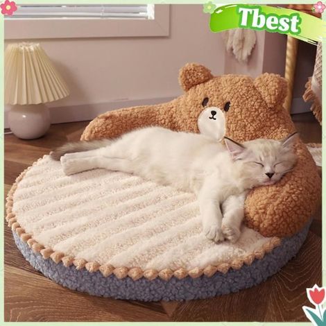 Tbest lit pour chien Lit pour chat avec dossier haut toutes saisons, design câlin, lavable et animalerie panier Petit Ours (1/5)