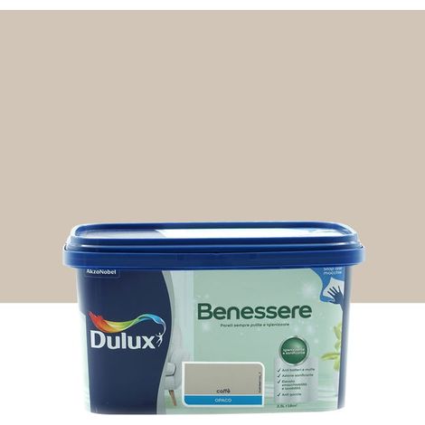Dulux Benessere Pittura Colorata all'Acqua per Interni Superlavabile Anti Muffa Anti Batteri con Ioni D'Argento, 2.5 Litri, Caffe, 2.5L, Caffe' (1/4)