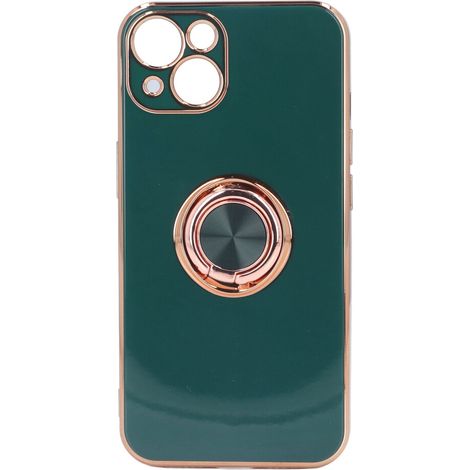 Étui de téléphone fin avec support de bague pour iPhone 13, fabriqué en matériau TPU antichoc, avec un support de bague rotatif, un support magnétique et une doublure en microfibre pour une protection (1/2)