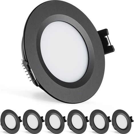 Spot LED Encastrable 12V Camping Car Dimmable, 3W Spots de Plafond 3000K Blanc Chaud 240LM, Alu Plafonnier Extra Plat Trou 58-62mm, IP44 Spot LED Salle de Bain pour Caravane Bateau, Lot de 4 (1/5)