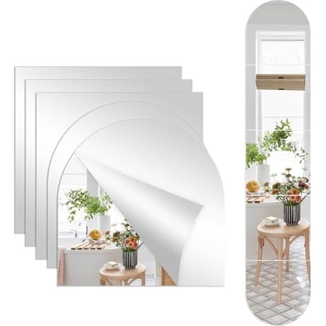 Lot de 5 miroirs muraux demi-cercles, 30 cm, acrylique 2 mm d'épaisseur, incassables, décoration moderne pour salle de bain, chambre, dressing, salle de sport (1/5)