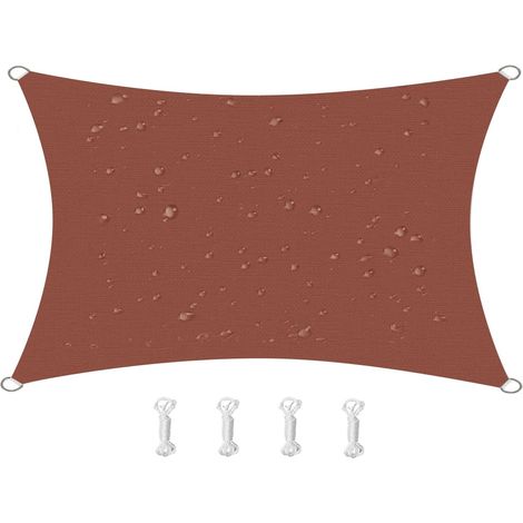 Vela de sombra rectangular, impermeable, resistente al viento y a los rayos UV, para patio, jardín o terraza, 2x3 m, color rojo óxido. (1/5)