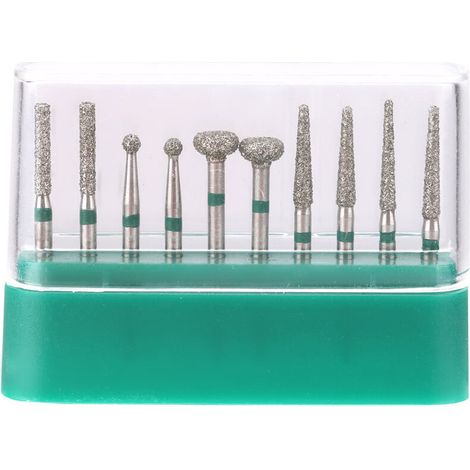 Kit de 10 fraises diamantées dentaires avec manche rond en acier inoxydable 1,6mm (1/5)