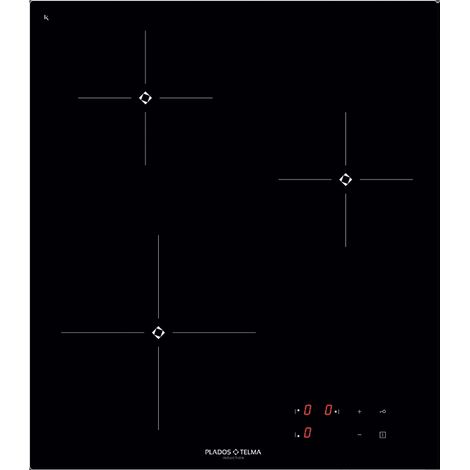 Plaque à induction 44 cm – 3 foyers – 5,2 kW – Commandes tactiles – Trou encastré 430x490mm – Plados