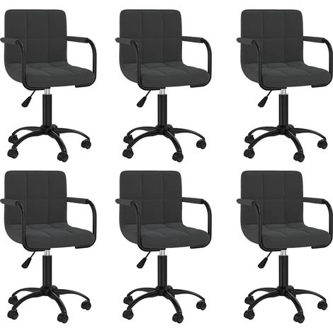 vidaXL Chaises pivotantes à manger lot de 6 noir velours (1/5)