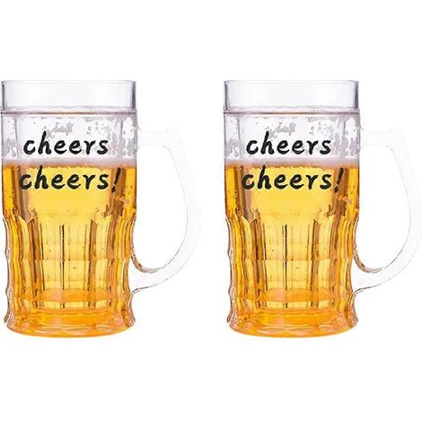 Kunststoffbeschichteter Bierkrug, künstliche Farbstoffe, 8,5 x 15 cm / 3,34 x 5,9 Zoll. Prost