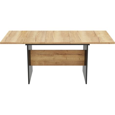 Table à manger extensible 140-180x80 cm en MDF effet bois naturel, style minimaliste, pour 4-6 personnes (1/5)