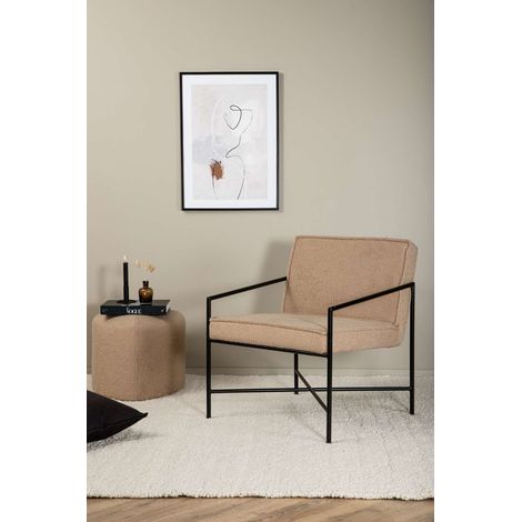 Rakel Fauteuil tissu Teddy, Beige.