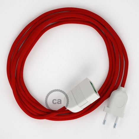 creative cables -  Prolunga elettrica con cavo tessile rosso lucido 2P 10A Made in Italy (1/5)