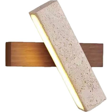 Applique Murale LED carrée en travertin, rotative à 180°, en Pierre Naturelle Lumière chaude (1/5)