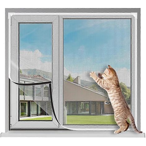 Moustiquaire magnétique réglable à monter soi-même, en fibre de verre grise, dimensions maximales 99 x 150 cm, pour fenêtres de maison (1/5)