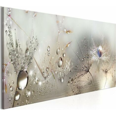 Décor à la maison Impression sur toile Peinture Art mural Perles de rosée à la maison Blowball ,Impression sur toile intissee 90x30 cm , 1 Piece (sans cadre) (1/5)