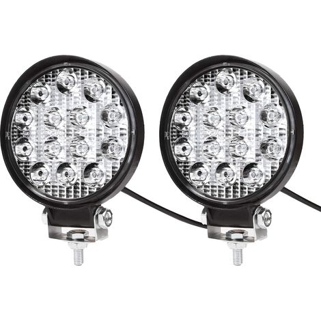 42W Projecteur Phare de Travail LED Ronde Projecteur LED Voiture Etanche Spot Flood Lumière de recul pour Voiture Camion Tracteur (2 PCS)