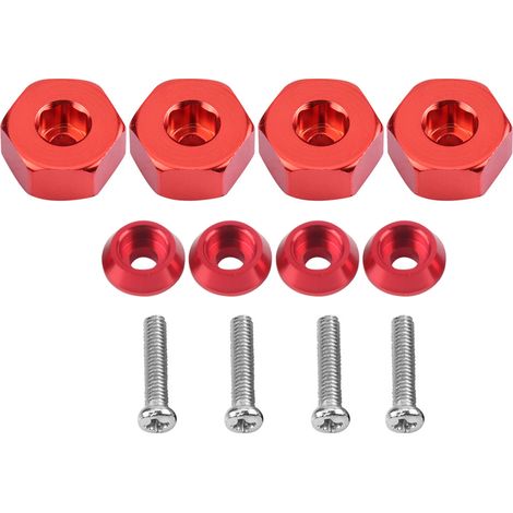 Adaptateur de moyeu hexagonal de roue en alliage d'aluminium de 5 mm à 12 mm pour camion WPL 1634 RC (rouge) (1/5)