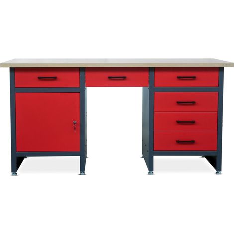 Établi FRANK, 1700 x 850 x 600 mm, rouge anthracite