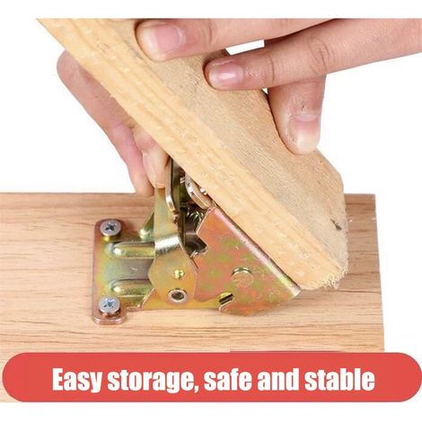 4 pièces de charnières pliantes à 90 degrés pour pieds de table escamotables, supports de fixation repliables avec verrouillage automatique pour tables extensibles. (1/5)