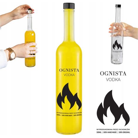 OGNISTA VODKA futura botella de cristal de 500ml para vodka BIMBER con estampado