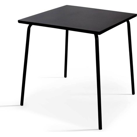 Table de jardin carrée en métal 70 cm 4 places noir - Palavas (1/5)