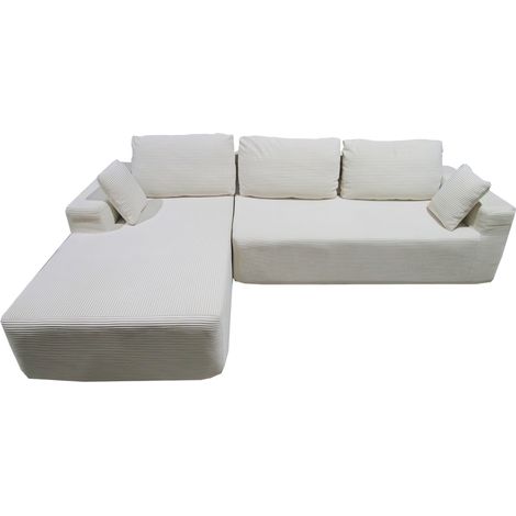 3-Sitzer-Ecksofa aus beigem Cord HOVE