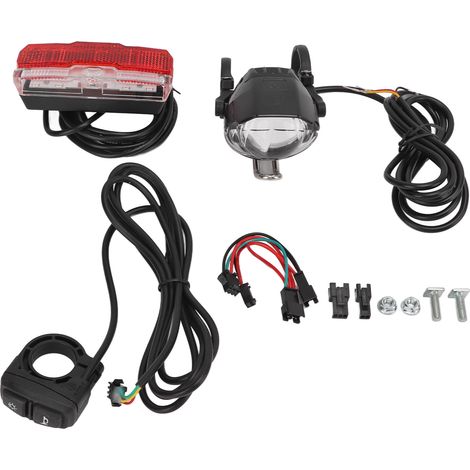 Ensemble phare et feu arrière pour vélo électrique 24V 36V 48V avec klaxon - Éclairage complet avant/ar (1/5)