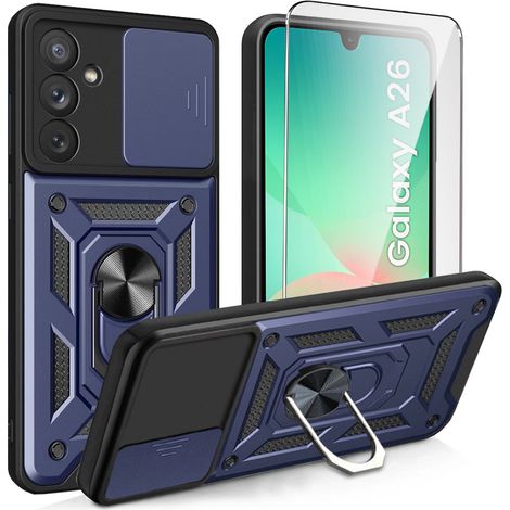 Custodia protettiva rinforzata per Samsung Galaxy A26, CamShield Slide, blu + vetro temperato 9H (1/5)