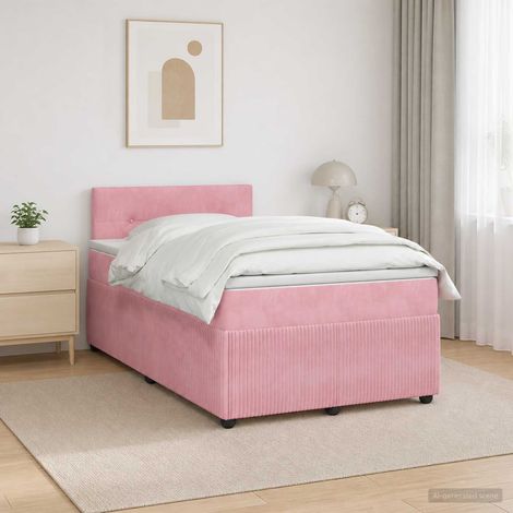 Cama box spring con colchón Rosa 120 x 200 cm Terciopelo (1/5)