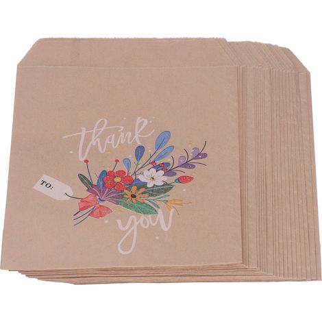 Lot de 2 sacs cadeaux en papier kraft à motif dessin animé. Sacs en papier kraft brun multi-usages pour fêtes et bouquets.