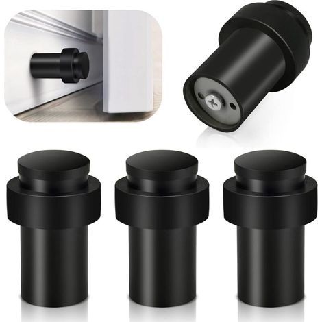 Set of 4 stainless steel 304 door stops – Thick rubber for wall protection – Easy installation on baseboards or floor (1/5)