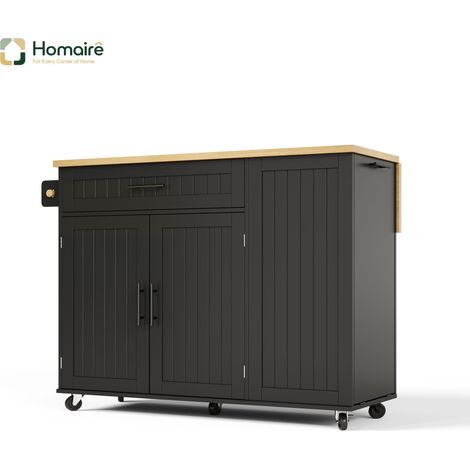 Küchenwagen aus MDF schwarz 130 x 70 x 93 cm HOMAIRE (1/5)